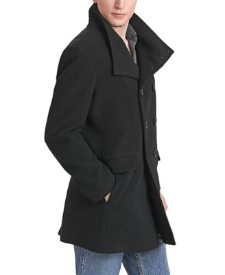 Men Wing Collar City Wool Blend Pea Coat