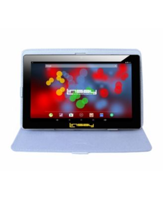 LINSAY - 10.1" New Tablet Quad Core 32GB Android 10 Bundle with White Leather Case