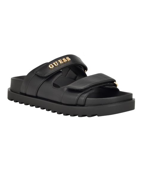 Женские сандалии GUESS Fabulon Two Strap Sporty Footbed, цвет: Чёрный