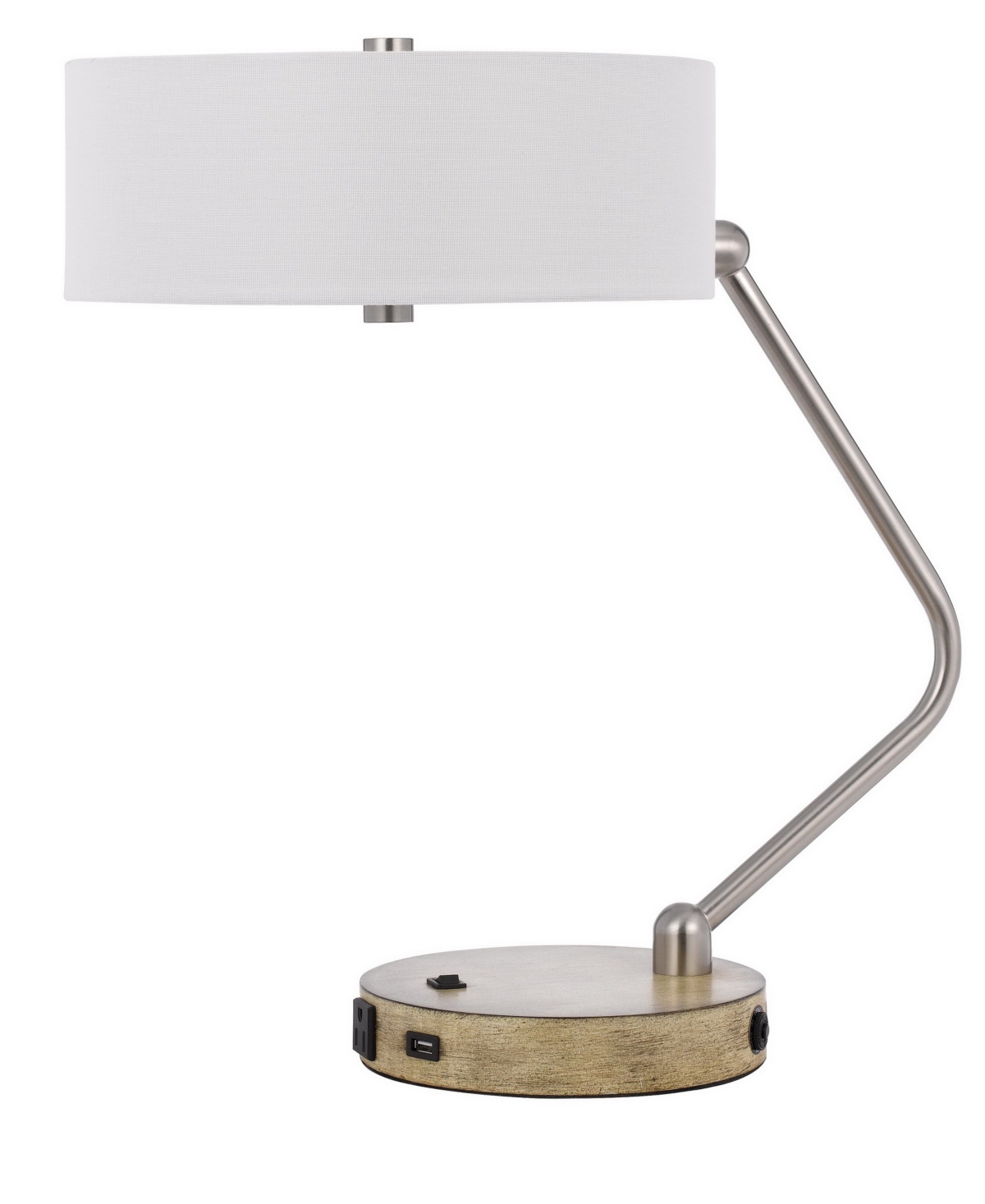 Cal Lighting 20" Height And Wood Desk Lamp In Brushed Steel,wood