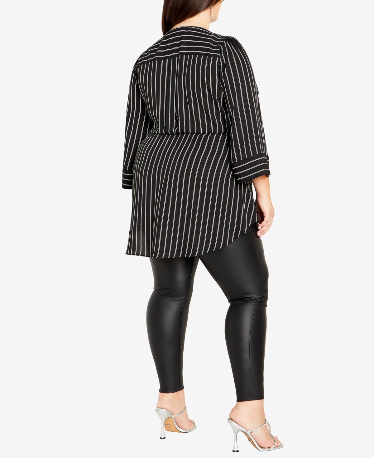 City Chic Women's Jemma Wrap Top -white stripe