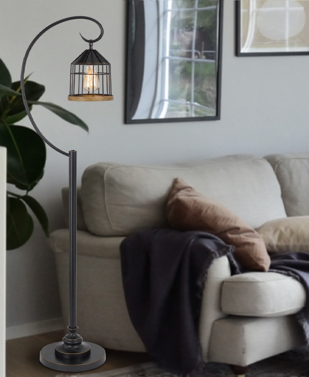 Cal Lighting 63" Height Metal Floor Lamp In Dark Bronze