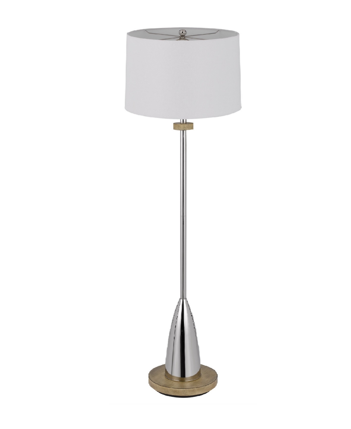 Shop Cal Lighting 61" Height Metal Floor Lamp With Wood Accents In Chrome,wood