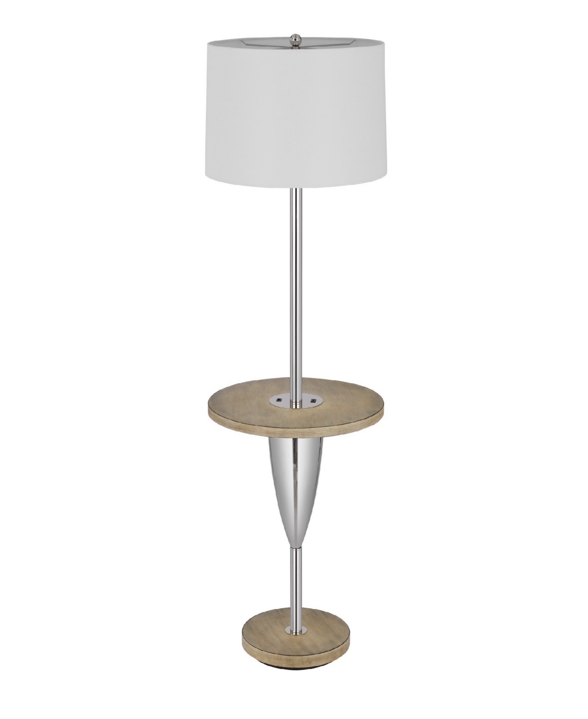 Cal Lighting 61" Height Metal Floor Lamp With Wooden Tray Table In Chrome,wood