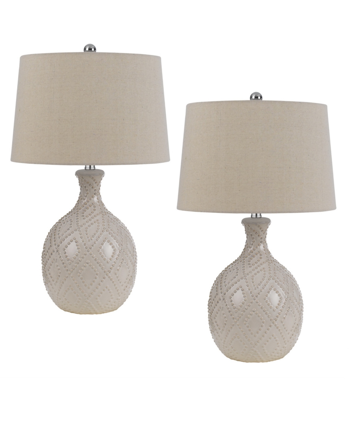 Cal Lighting 27" Height Ceramic Table Lamp Set In Ivory