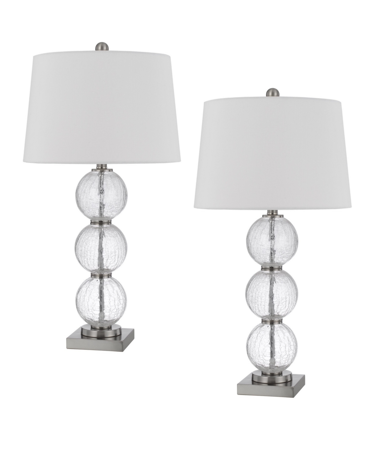 Cal Lighting 29" Height Clear Crackle Table Lamp Set In Glass
