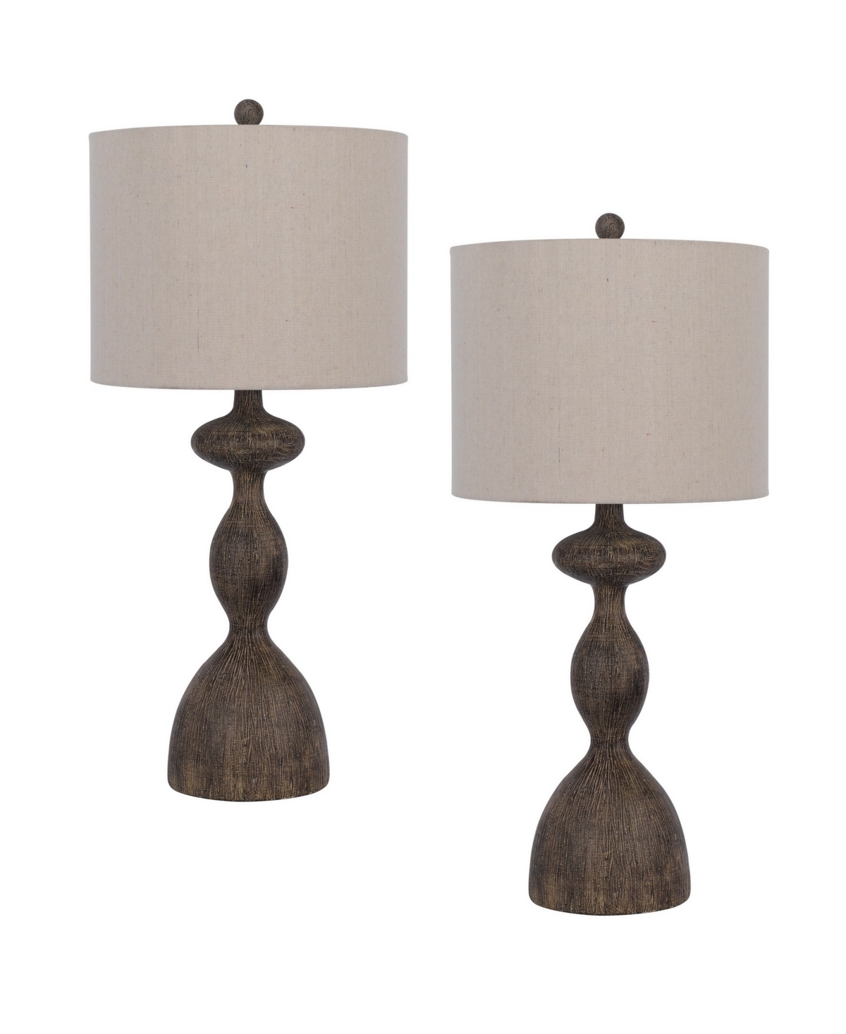 Cal Lighting 29.5" Height Finish Resin Table Lamp Set In Distressed Wood