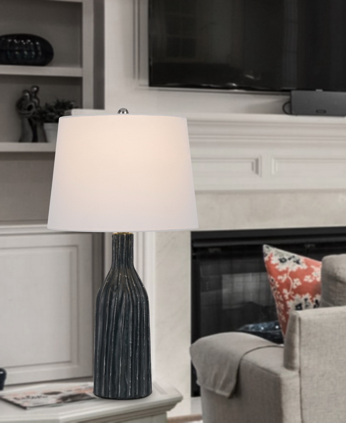 Cal Lighting 24.5" Height Ceramic Table Lamp Set In Marble