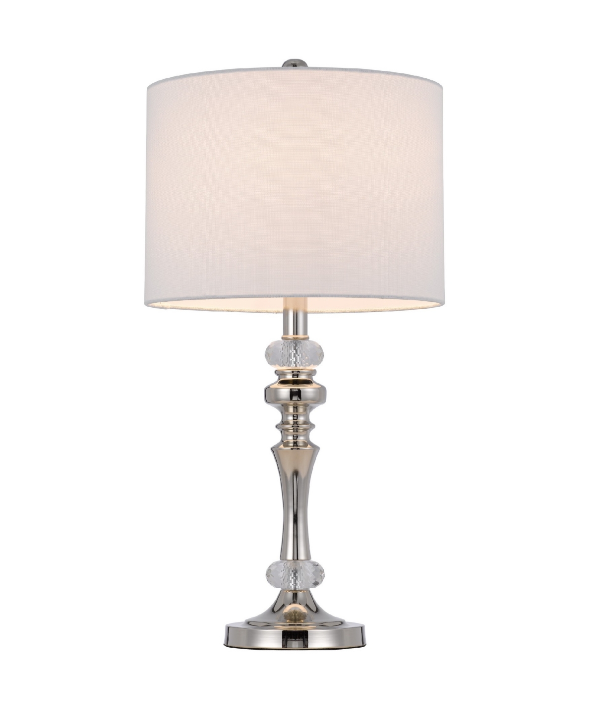 Shop Cal Lighting Effingham 24" Height Metal And Crystal Lamp Set In Brushed Steel