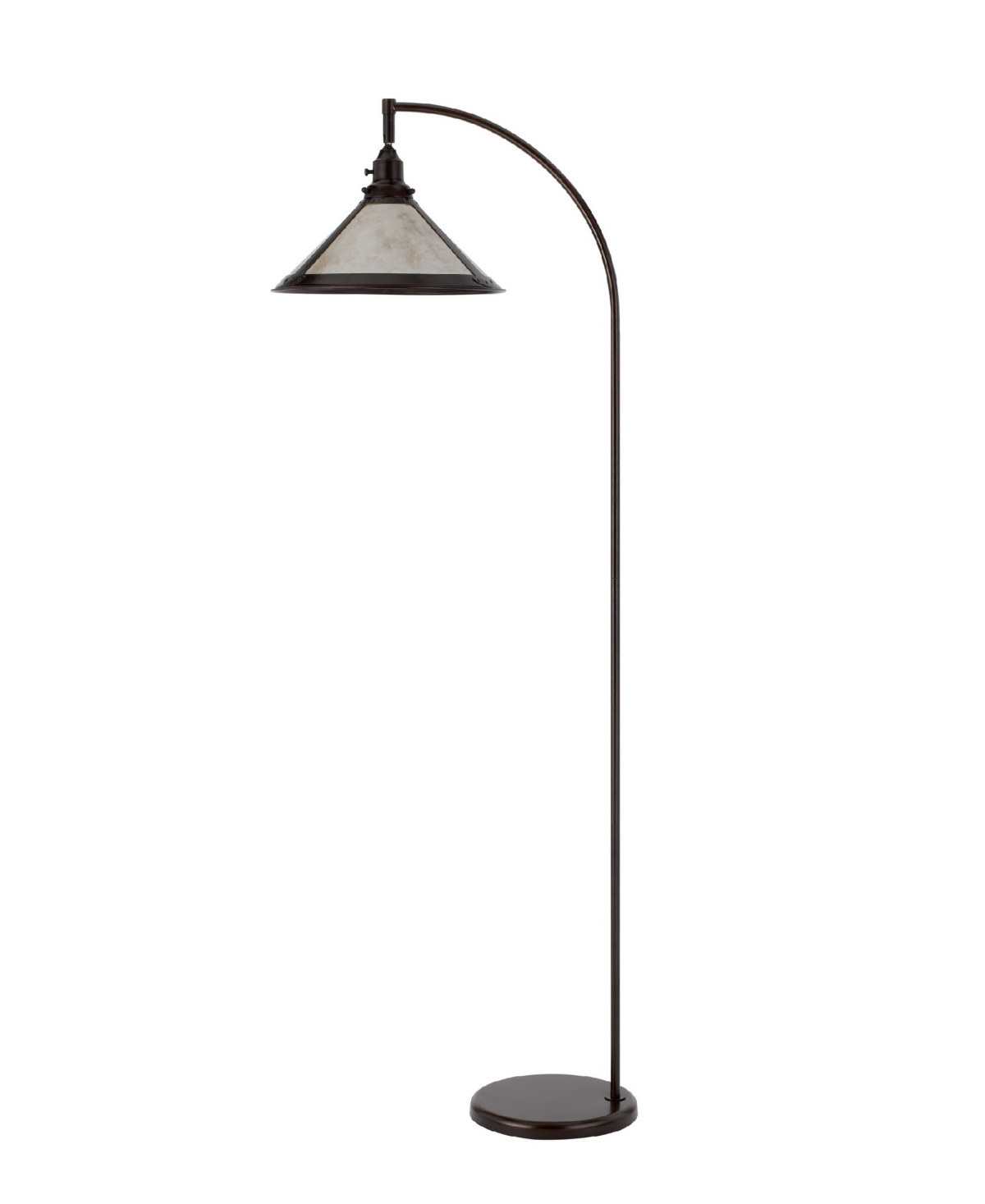 Cal Lighting Downbridge 65" Height Metal Arc Floor Lamp With Shade In Mica,dark Bronze
