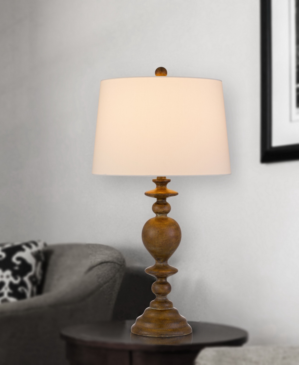 Cal Lighting Kelford 28.75" Height Resin Table Lamp Set In Oak