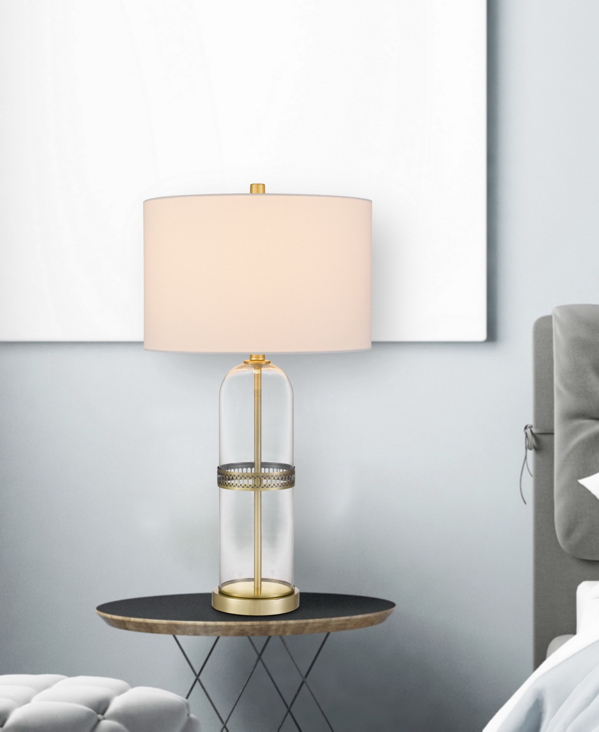Cal Lighting Lenoir 28" Height Glass Table Lamp Set In Antique Brass,glass