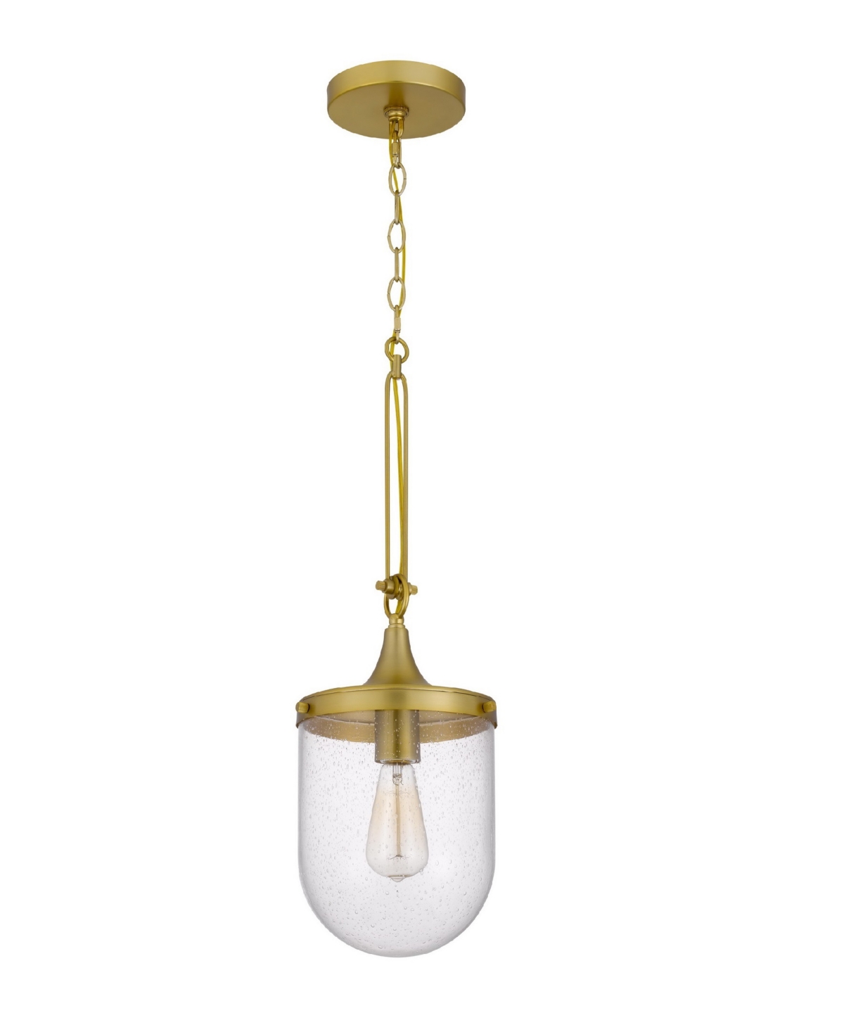 Shop Cal Lighting 26" Height Metal Pendant With Clear Bubble Glass Shade In Antique Brass