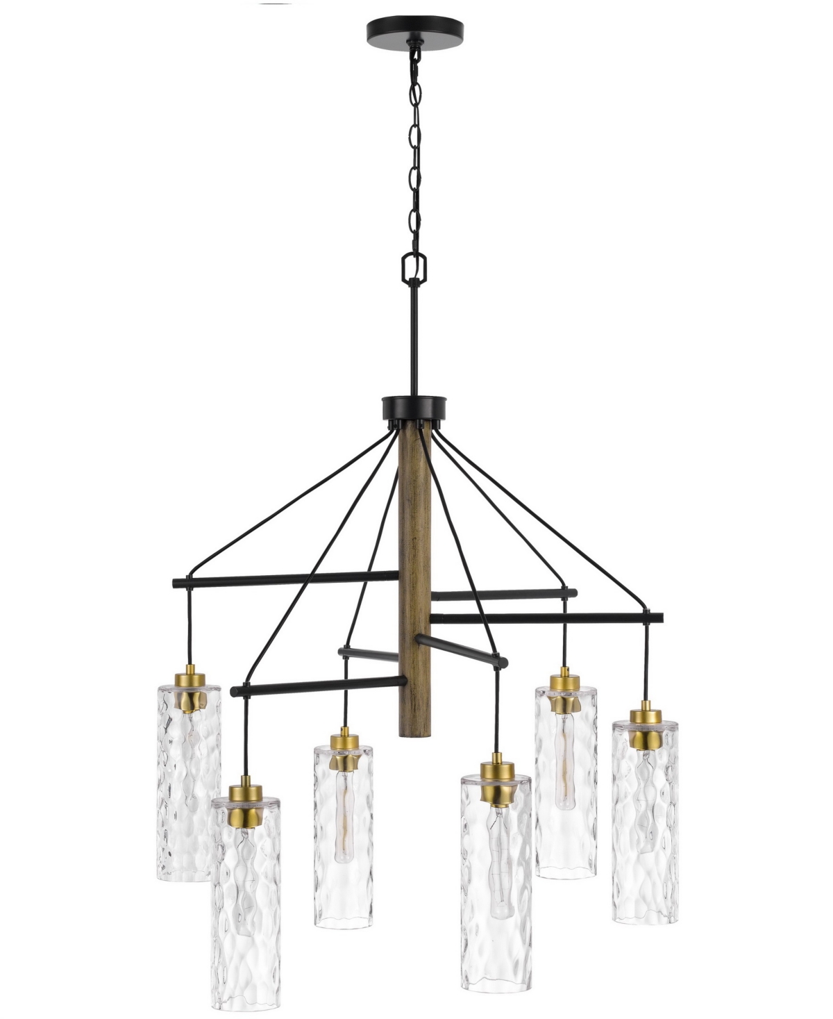 Cal Lighting 44" Height Metal And Wood Chandelier In Antique Brass,wood