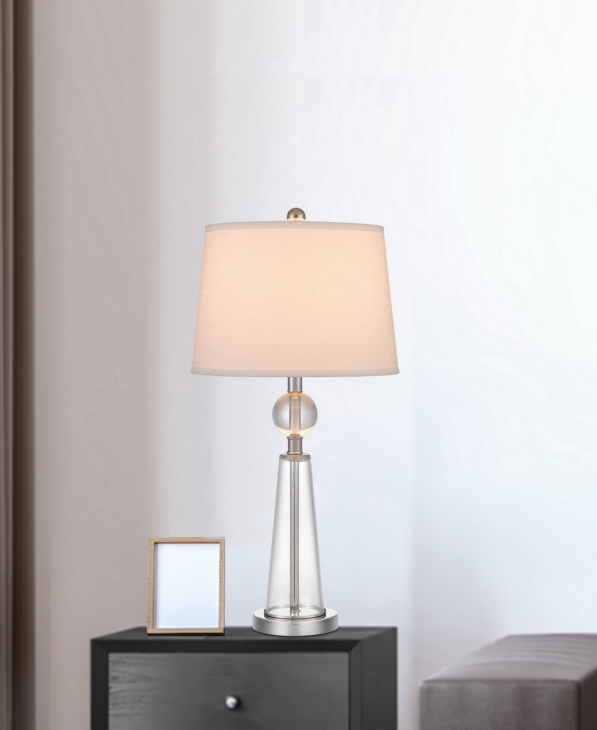 Cal Lighting Almere 28.5" Height Table Lamp Set In Brushed Steel,glass