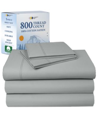 Luxury Bed Sheets Set - 800 Thread Count 100% Cotton Sheets, Deep Pocket, Soft, Cool & Breathable - Split King Size