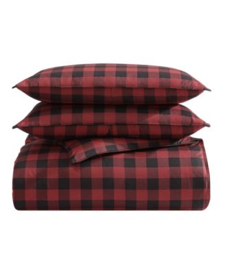 CLOSEOUT! Mountain Plaid Cotton Reversible 3 Piece Comforter Set, King