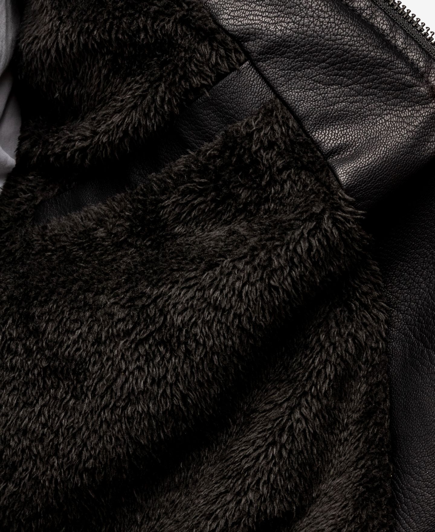 Мужская куртка X-Ray Grainy PU Moto With Hood and Faux Shearling Lining, цвет: Чёрный / Белый — фото 14