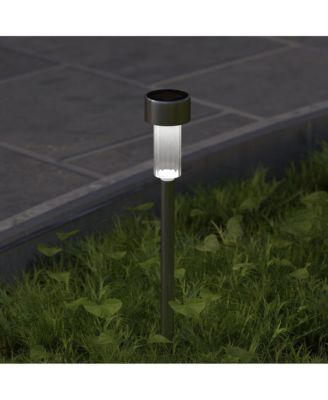 Set Of 12 Stainless Steel Led Solar Landscape Lights, Weather Resistant Outdoor Solar Powered Lights For Pathway, Garden, & Yard