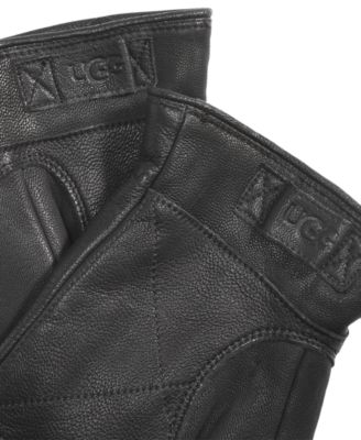 Men's 3-Point Leather Tech Gloves with Faux-Fur Lining