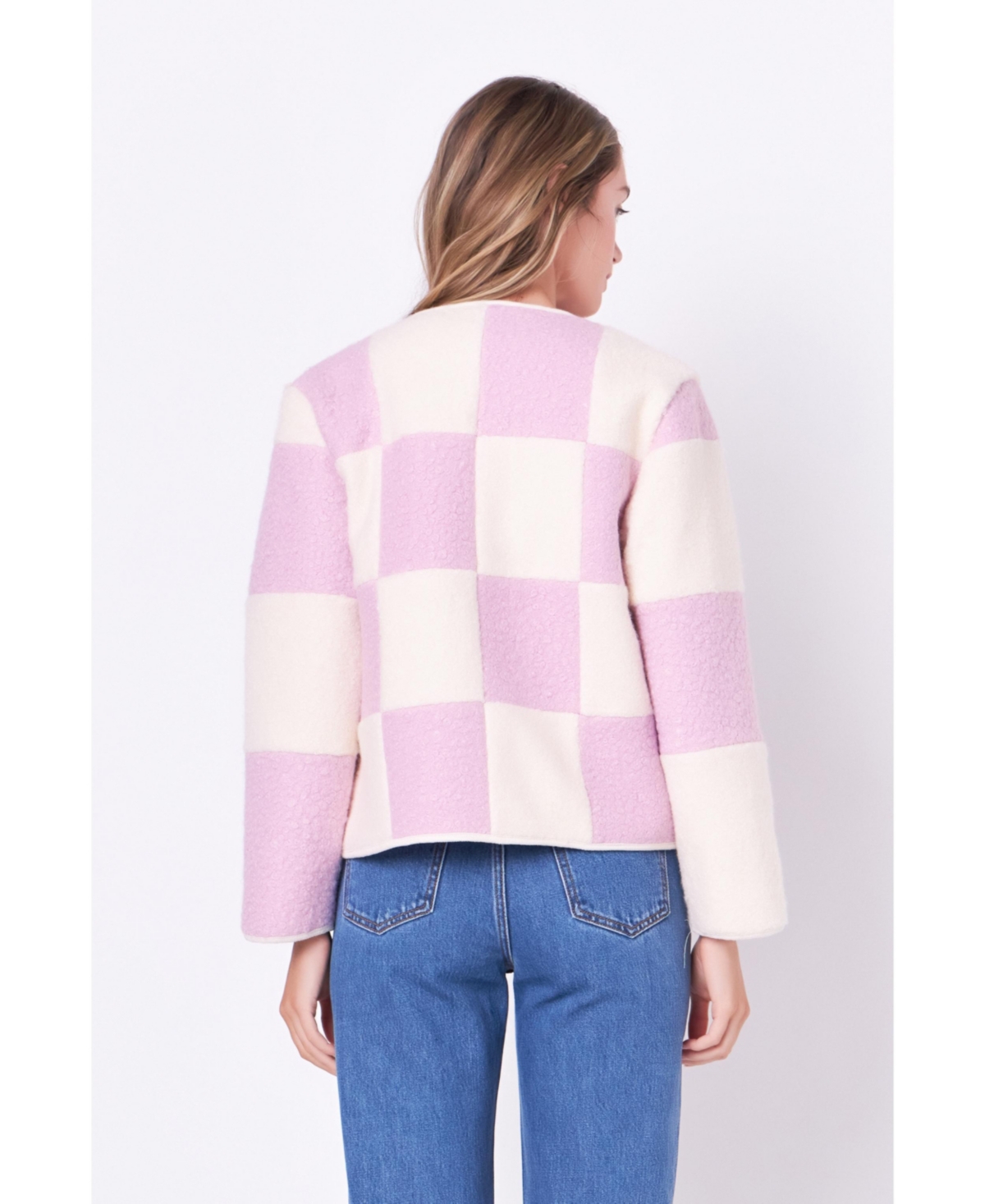 Women's Shearling Check Cardigan
