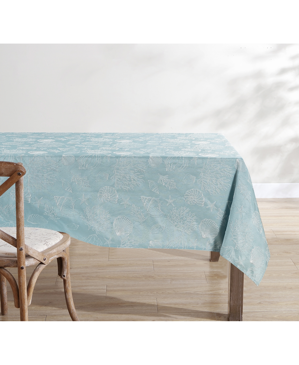 Caribbean Joe Sea Collection Oblong Tablecloth, 60'' X 84'' In Light Blue