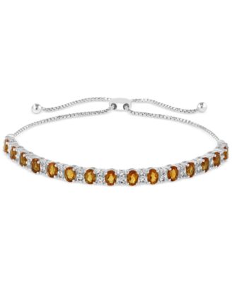 EFFY Collection - Citrine (2-3/8 ct. t.w.) & White Sapphire (5/8 ct. t.w.) Bolo Bracelet in Sterling Silver