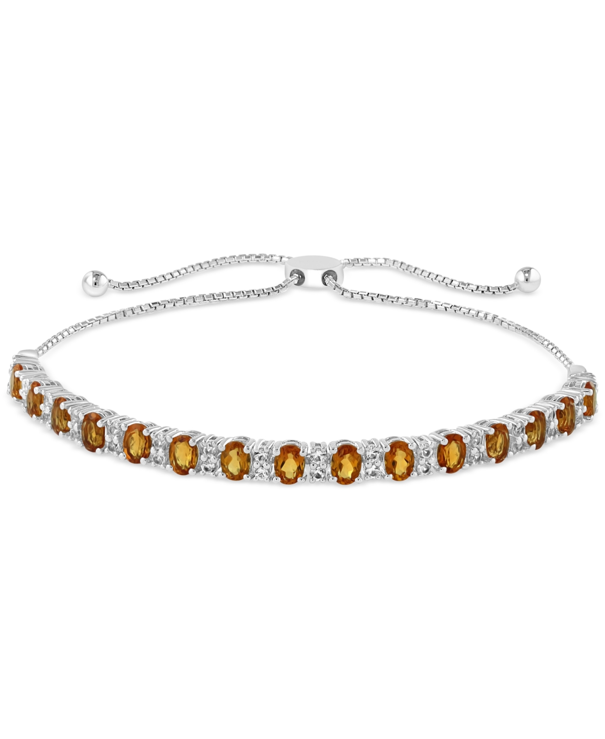 Effy Collection Effy Citrine (2-3/8 Ct. T.w.) & White Sapphire (5/8 Ct. T.w.) Bolo Bracelet In Sterling Silver