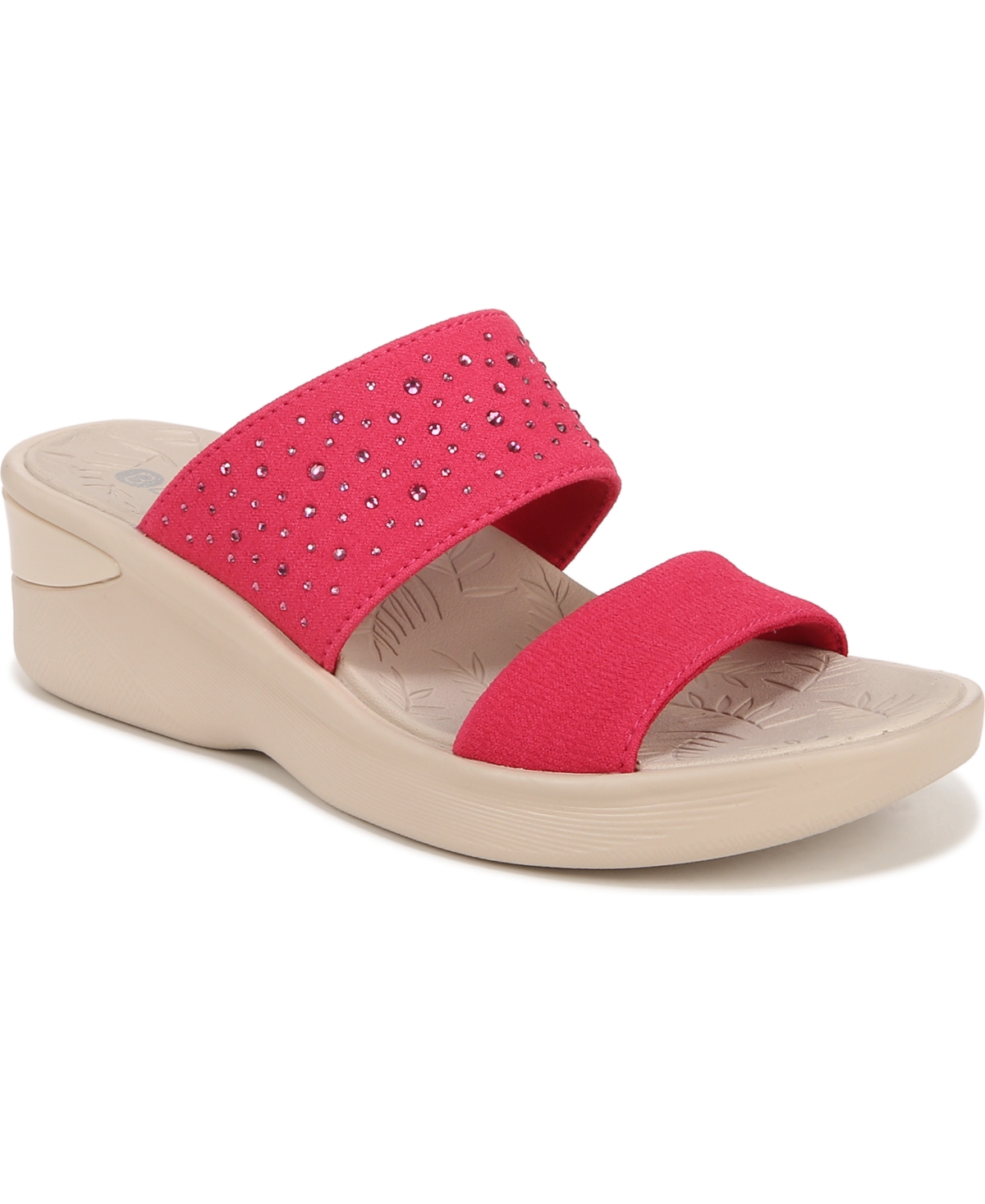 Shop Bzees Sienna Bright Washable Slide Wedge Sandals In Magenta Pink Fabric