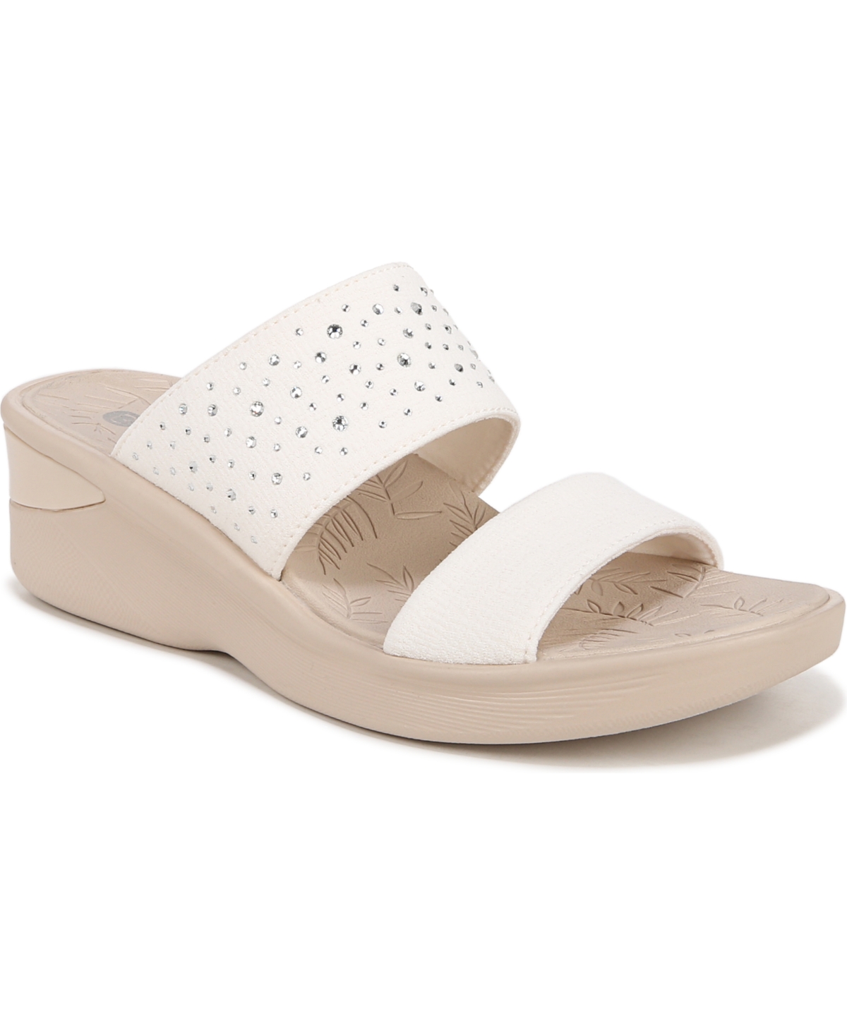 Shop Bzees Sienna Bright Washable Slide Wedge Sandals In Sugar White Fabric
