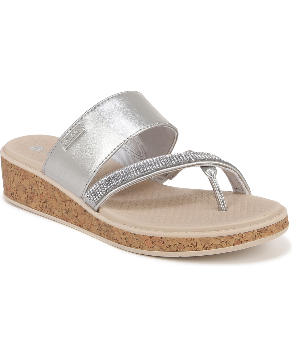 Bora Bright Washable Thong Sandals - Silver Faux Leather
