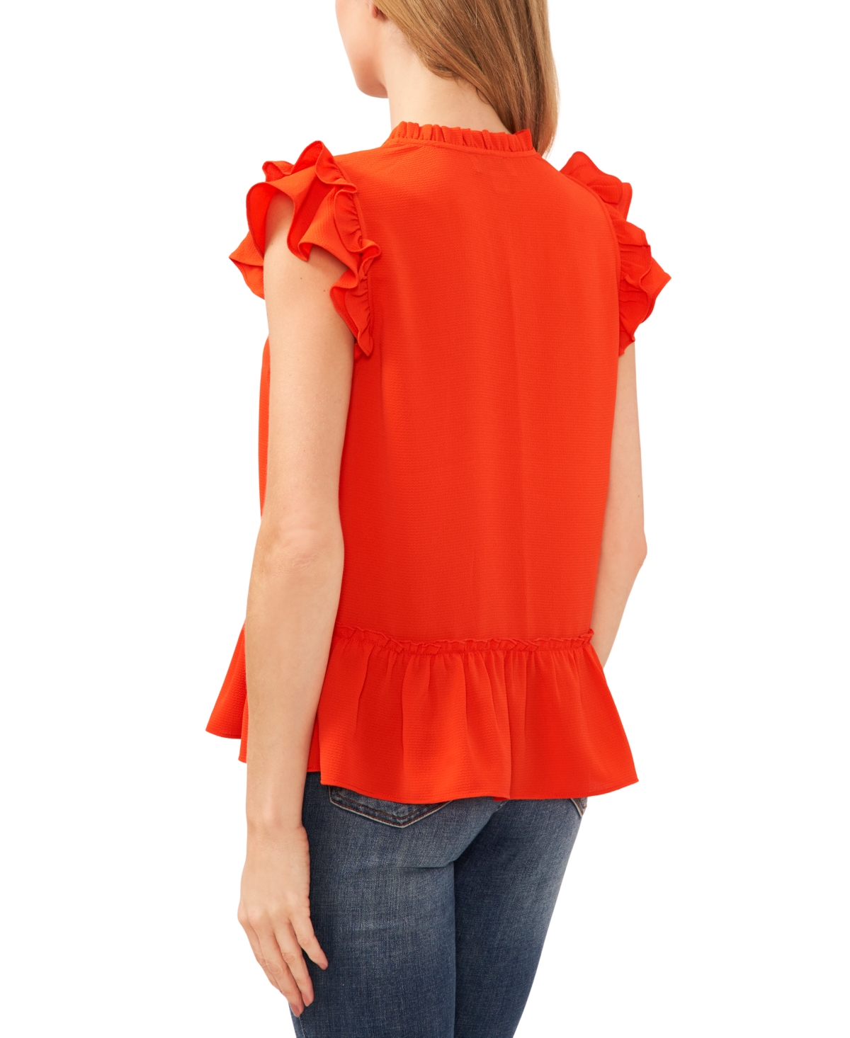 CeCe Women's Ruffle-Sleeve Peplum Top