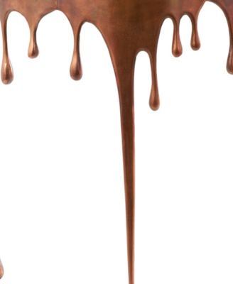 Aluminum Drip Console Table with Melting Designed Legs and Shaded Glass Top, 36" x 14" x 32"