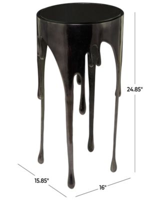 Aluminum Drip Accent Table with Melting Design and Shaded Glass Top, 16" x 16" x 25"