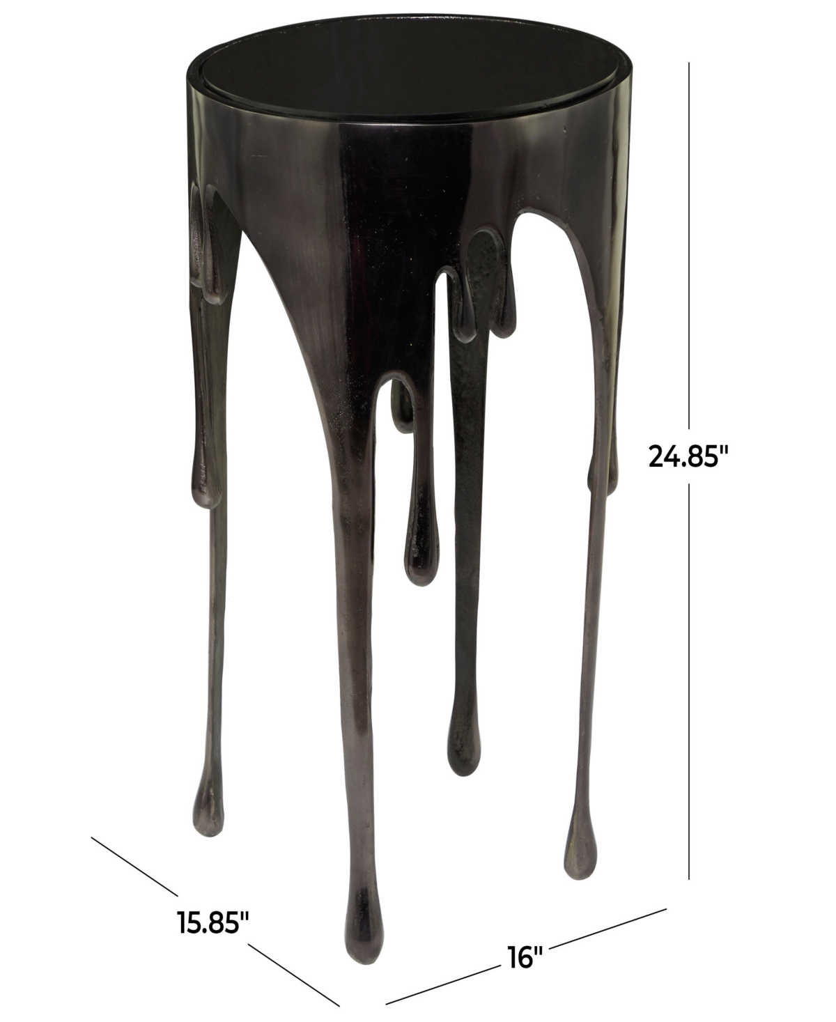 Shop Rosemary Lane Aluminum Drip Accent Table With Melting Design And Shaded Glass Top, 16" X 16" X 25" In Black