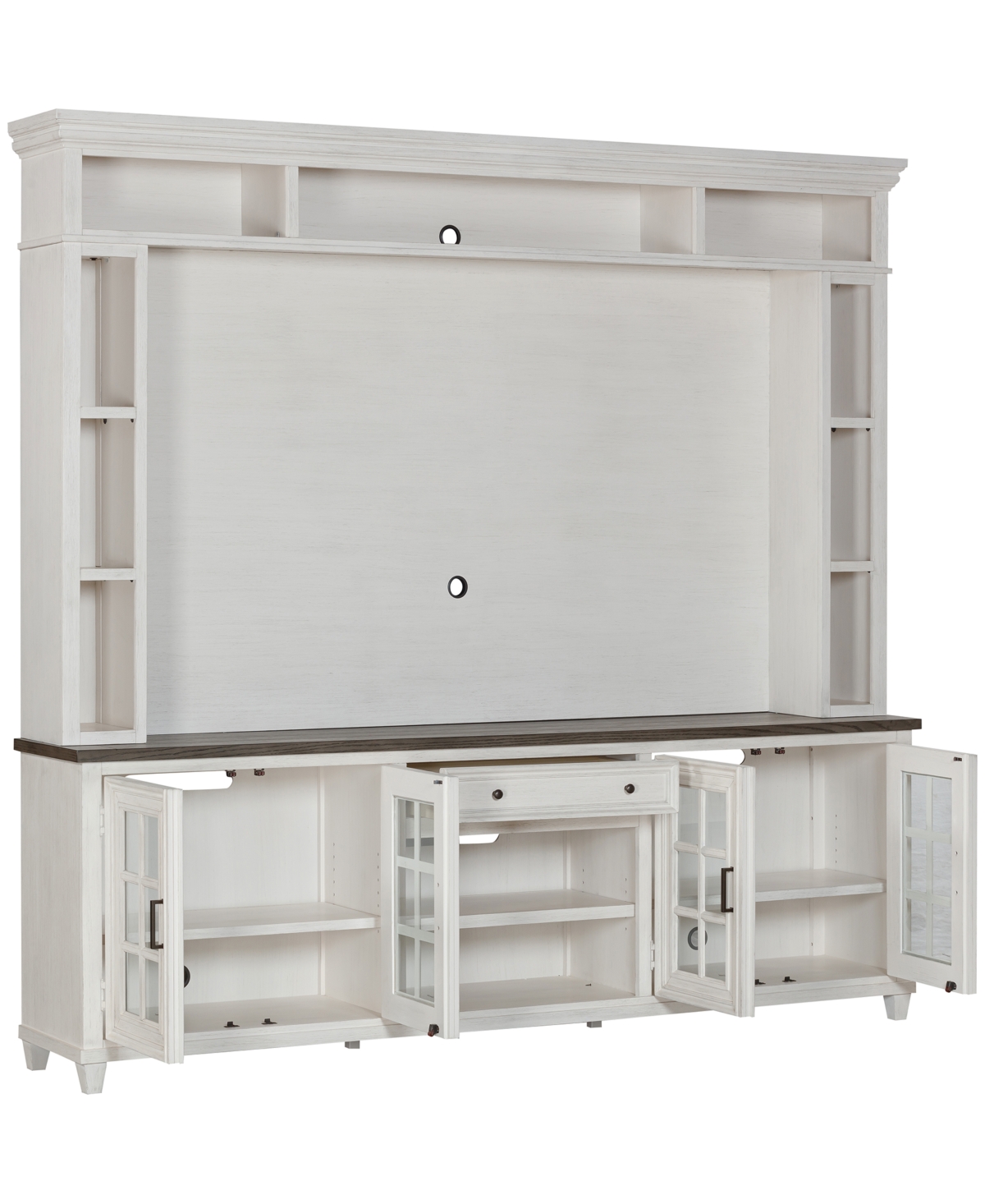 Macy's 84" Dawnwood 2pc Tv Console Set (84" Console And Hutch) In Wheat