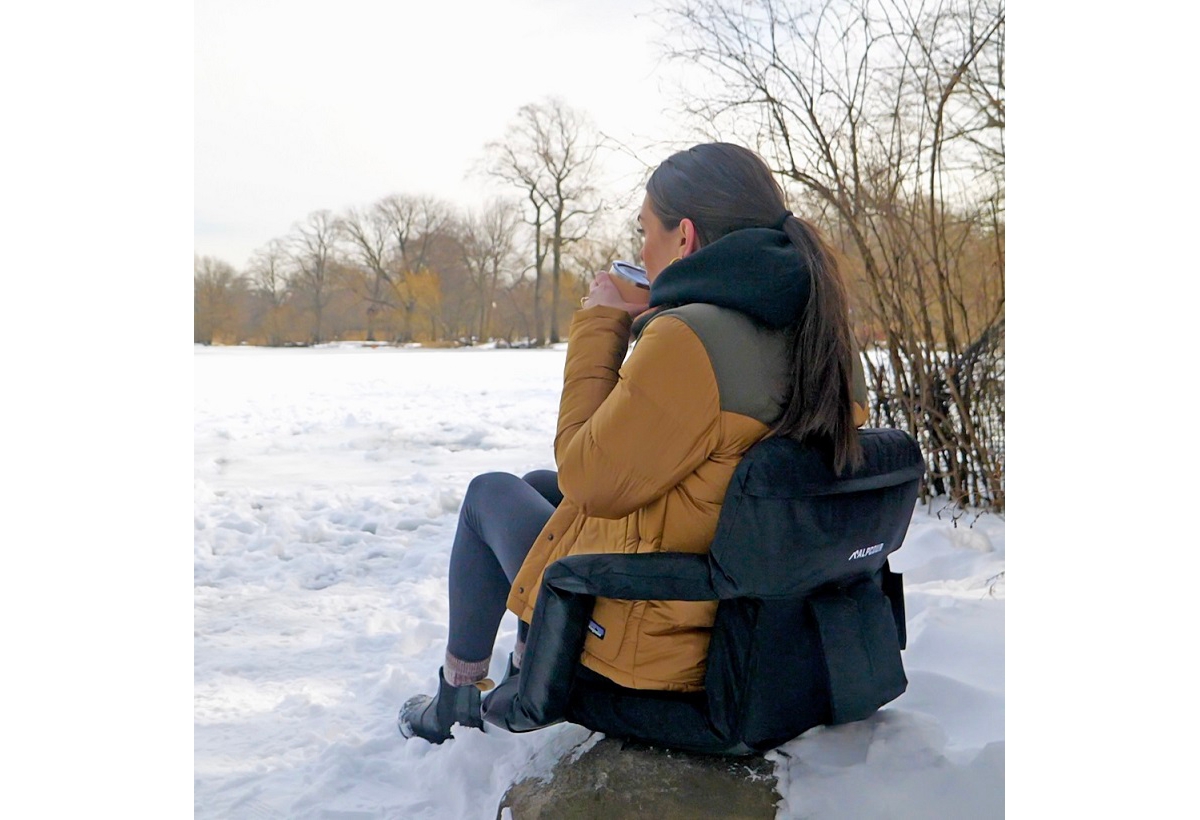 Alpcour Heated Reclining Stadium Seat - Waterproof Foldable Camping Chair with Extra Thick Padding and Wide Back Support