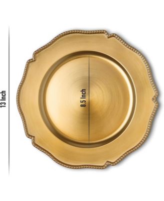 CHATEAU Gold Floral Charger Plates - Set Of 6, 13-Inch Elegant Dinnerware Accents For Weddings & Parties - View #7