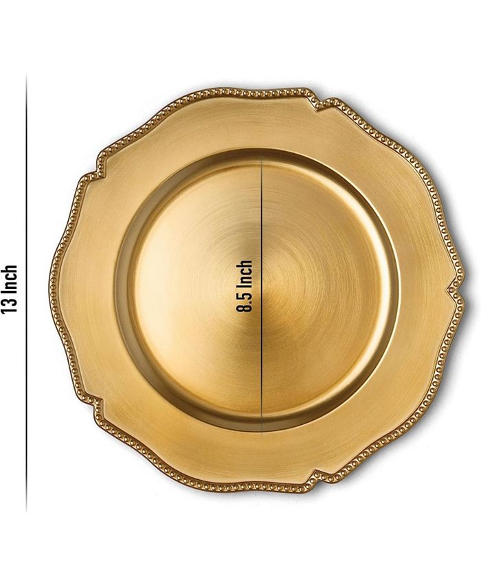 Chateau Fine Tableware Beaded Gold Charger Plates, 13" Elegant Chargers