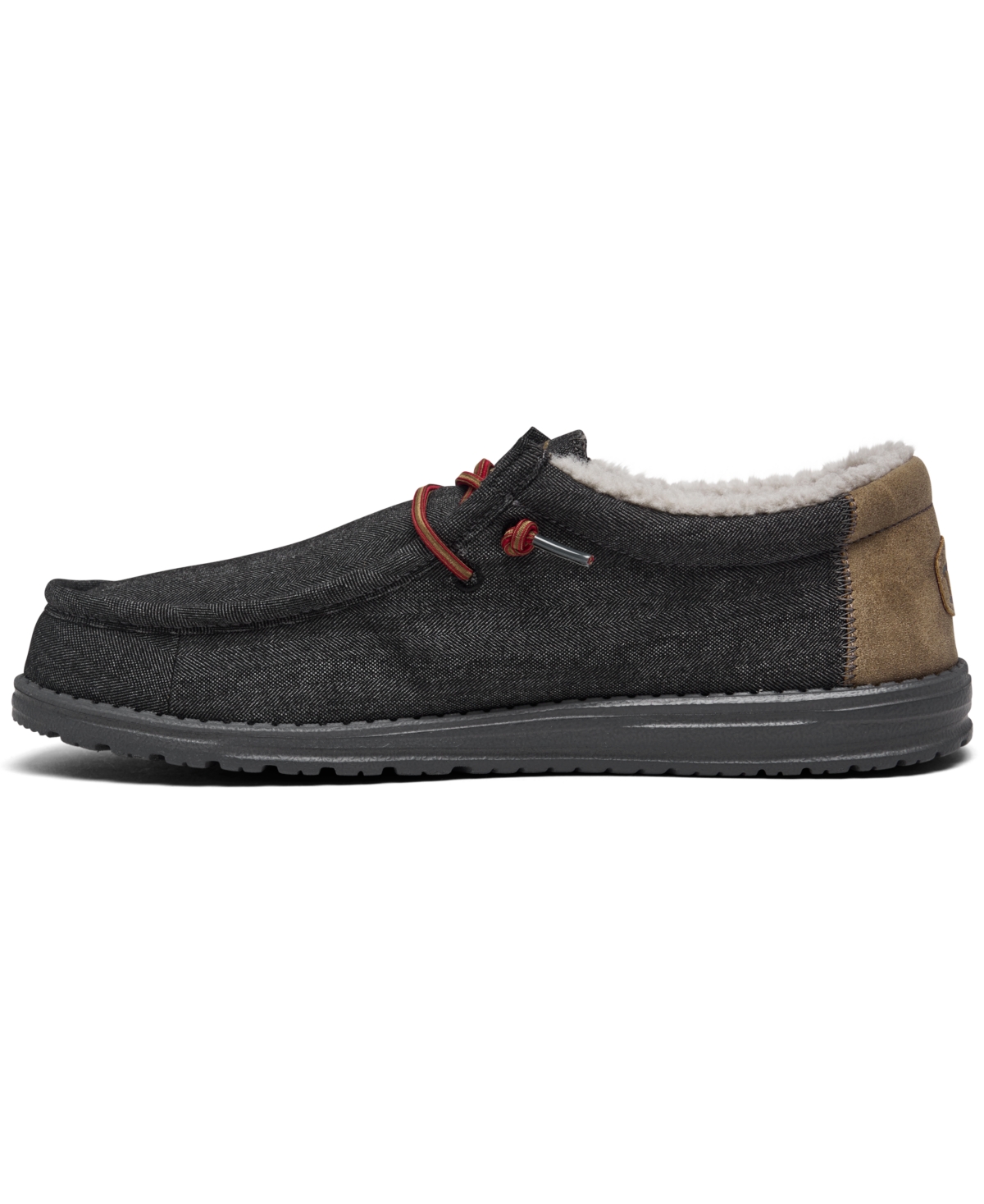 Shop Hey Dude Men's Wally Black Shell Casual Slip-on Moccasin Sneakers From Finish Line In Dark Gray