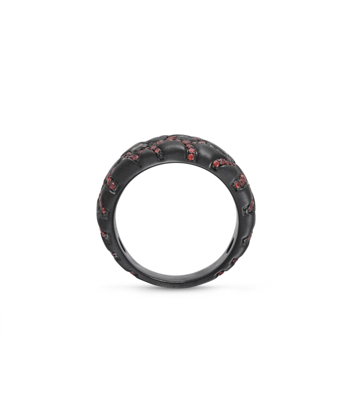 LuvMyJewelry Fiery Ascent Design Sterling SilverRhodium Plated, Garnet Stone Band Ring - Black