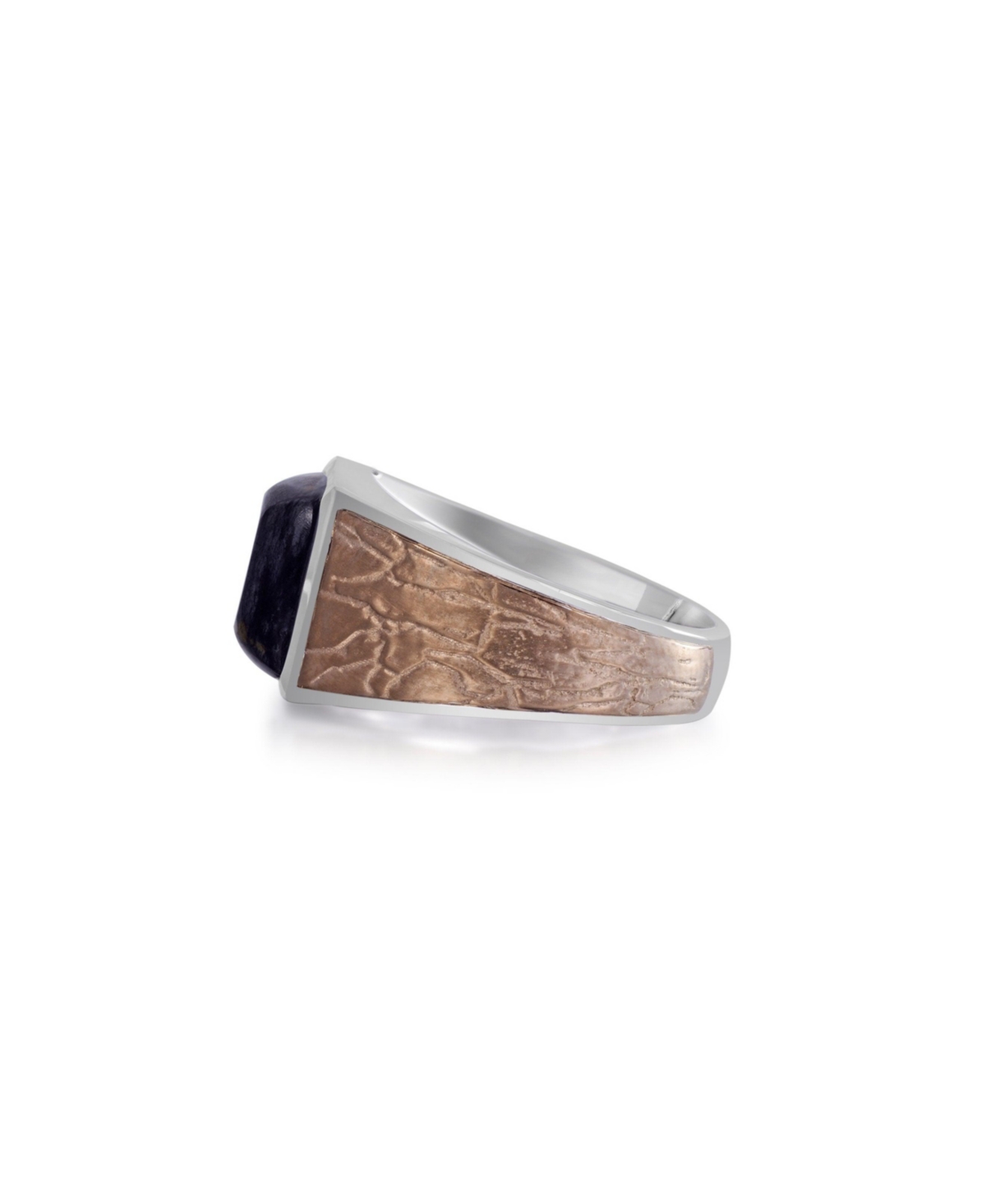 LuvMyJewelry Grey Picture Agate Gemstone Sterling Silver Men Signet Ring in Brown Rhodium