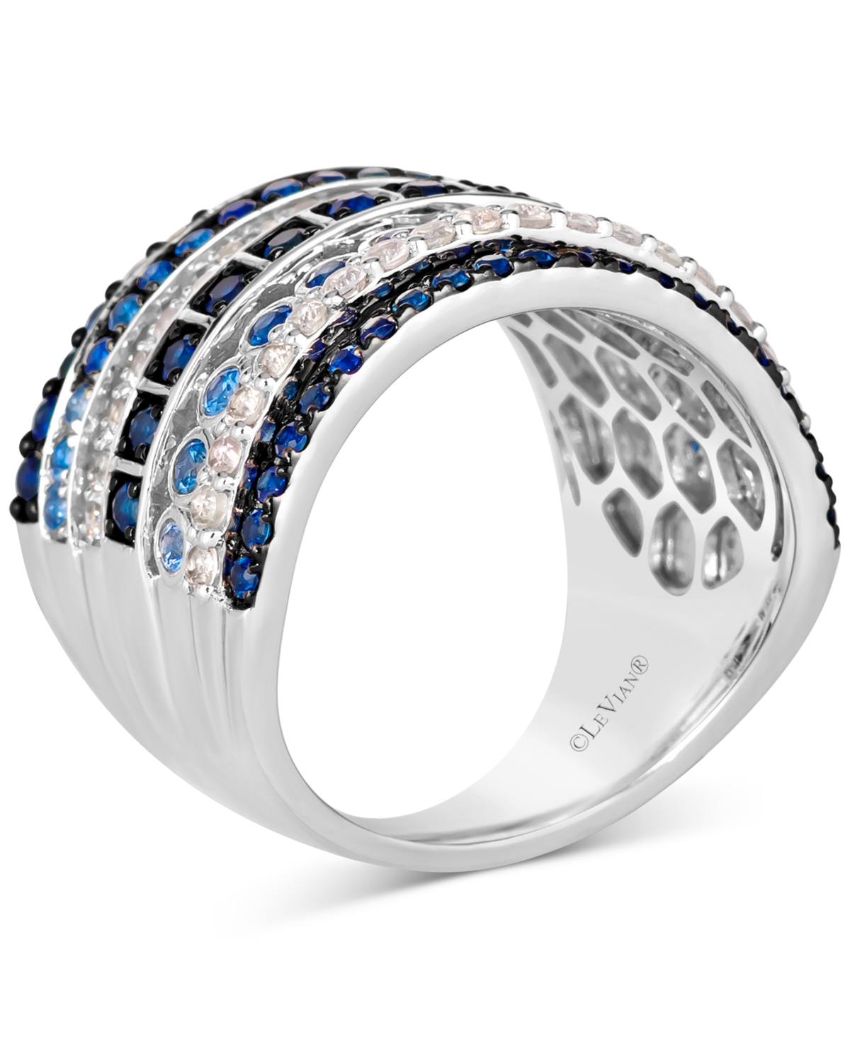 Shop Le Vian Multi-sapphire Multi-row Statement Ring (2-5/8 Ct. T.w.) In 14k White Gold In K Vanilla Gold Ring