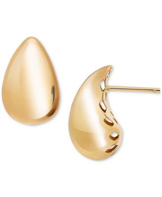 Polished Teardrop Dome Stud Earrings in 10k Gold, 5/8"