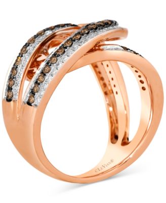Chocolatier&reg; Chocolate Diamond & Vanilla Diamonds Interlocking Swirl Ring (1-1/2 ct. t.w.) in 14k Rose Gold