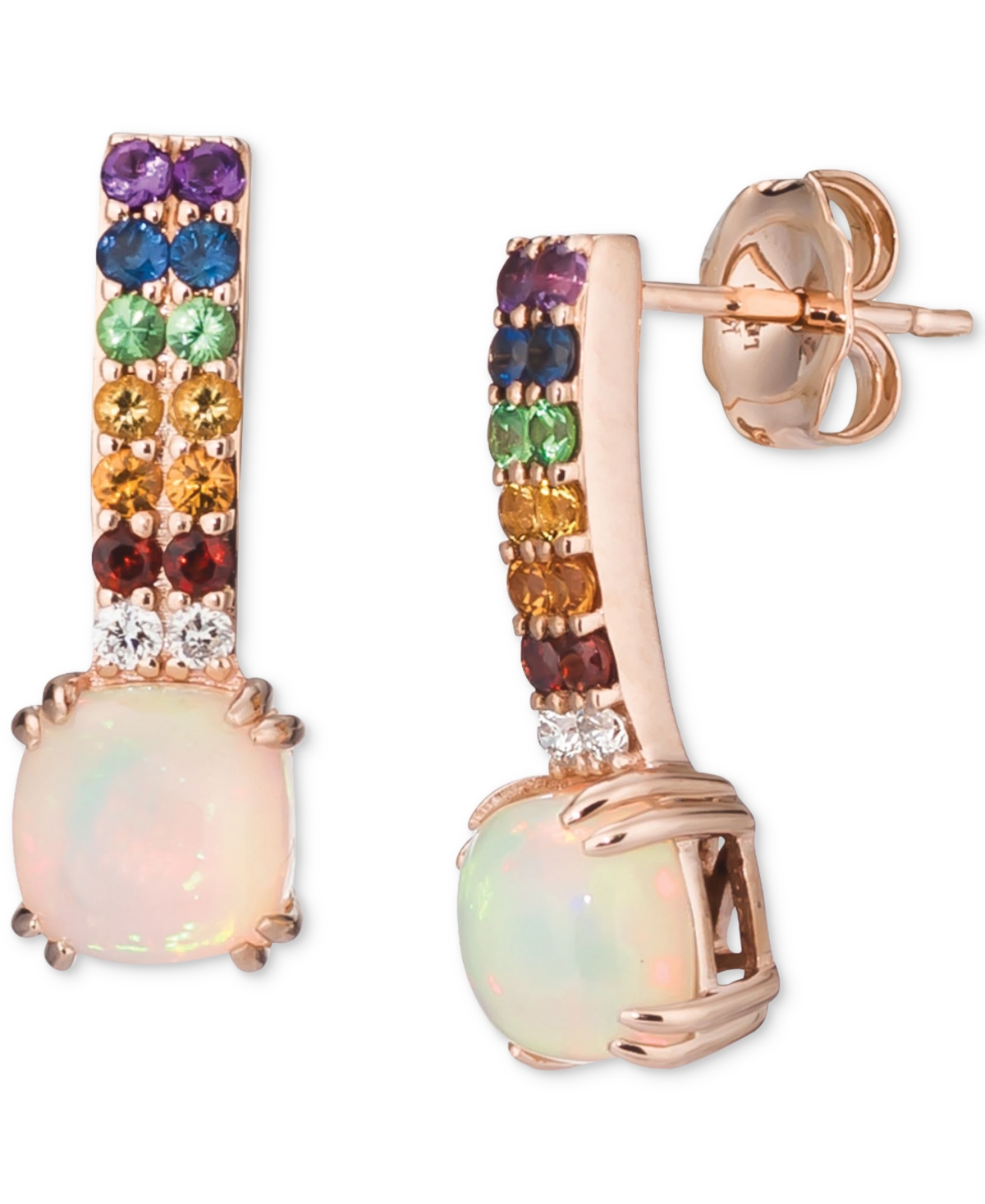 Le Vian Multi-gemstone (1-1/20 Ct. T.w.) & Vanilla Diamond (1/20 Ct. T.w.) Drop Earrings In 14k Rose Gold In K Strawberry Gold Earrings