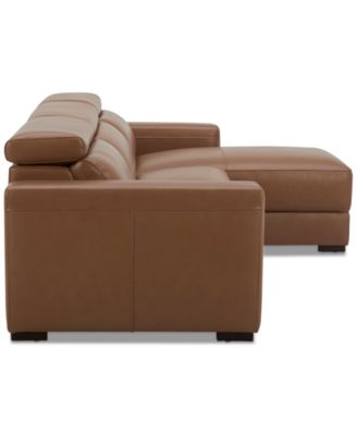Nevio 115" 3-Pc. Leather Sectional with 2 Power Recliners, Headrests and Chaise, Created For Macy's