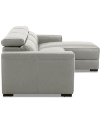 Nevio 115" 3-Pc. Leather Sectional with 2 Power Recliners, Headrests and Chaise, Created For Macy's