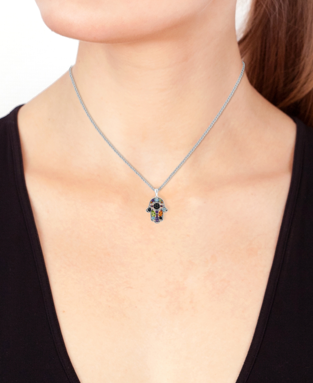 Effy Multi-Gemstone Hamsa Hand 18