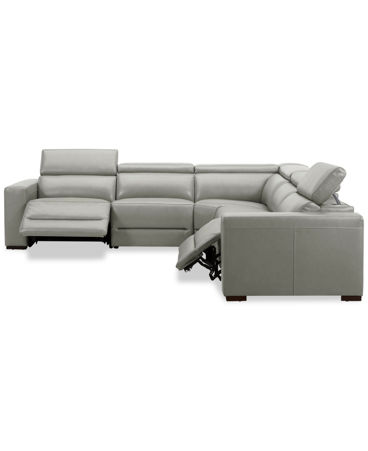 Nevio 5-Pc. Leather Sectional with 2 Power Recliners and Headrests, Created For Macy's